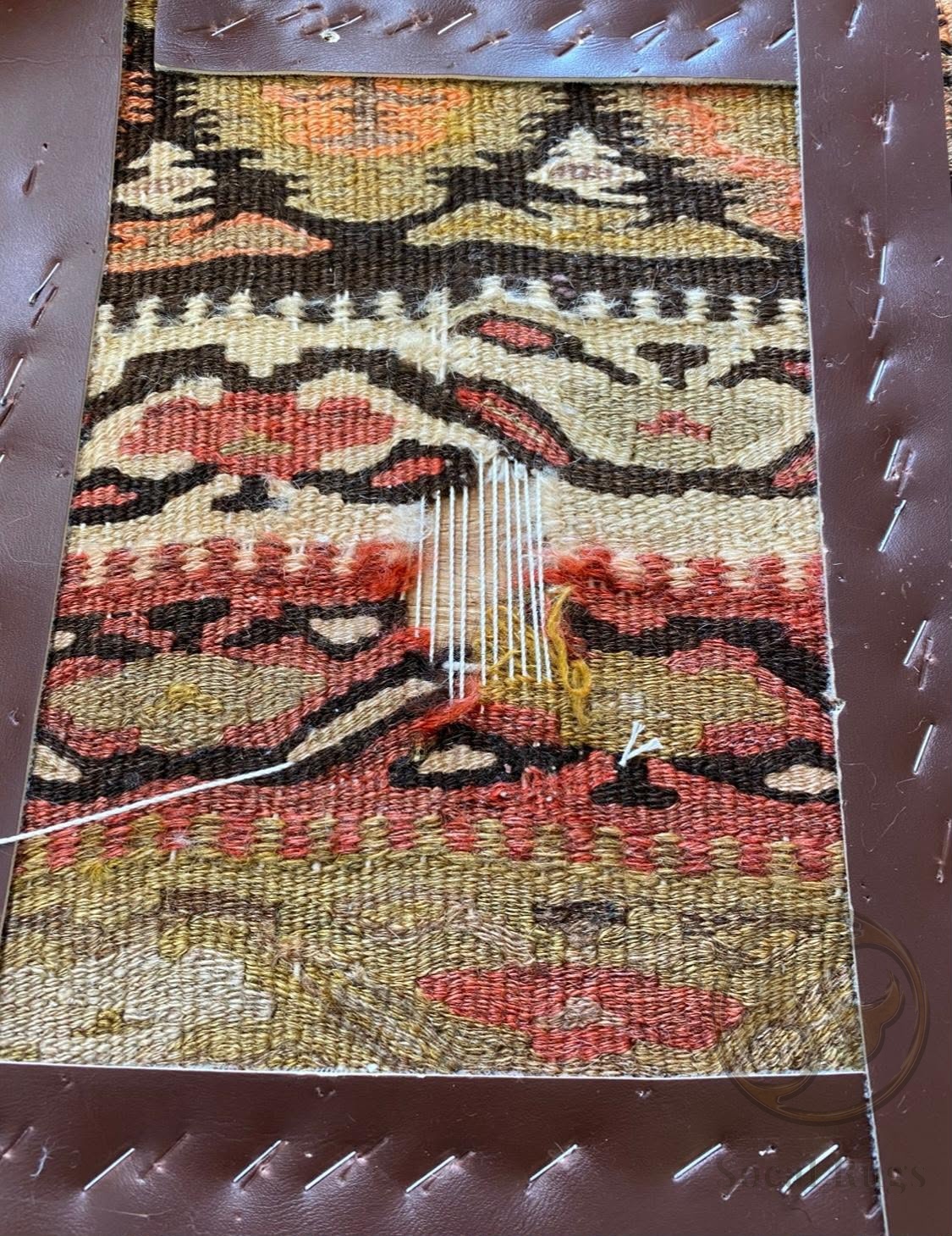 Antique flat-weave Kilim restoration process
