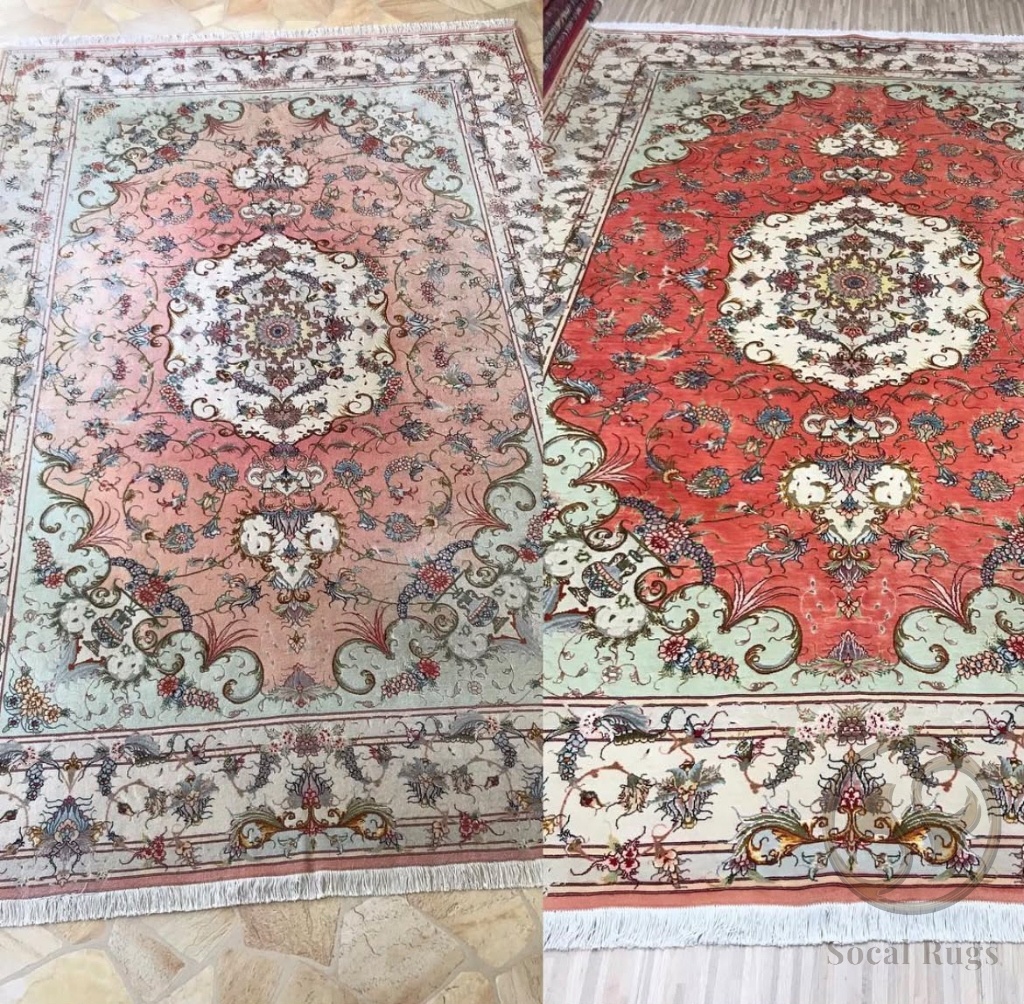 Side-by-side Before and After Rug Shearing Comparison