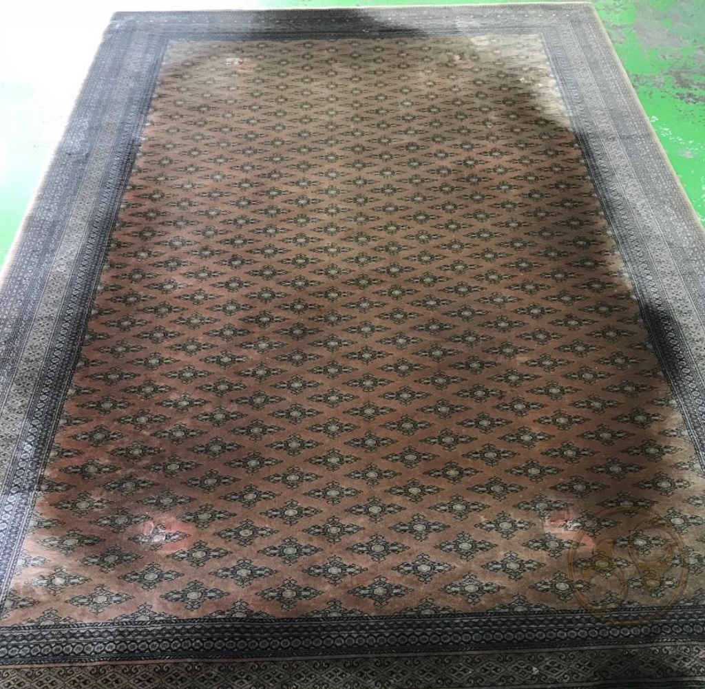 Faded Red Medallion Rug before shearing